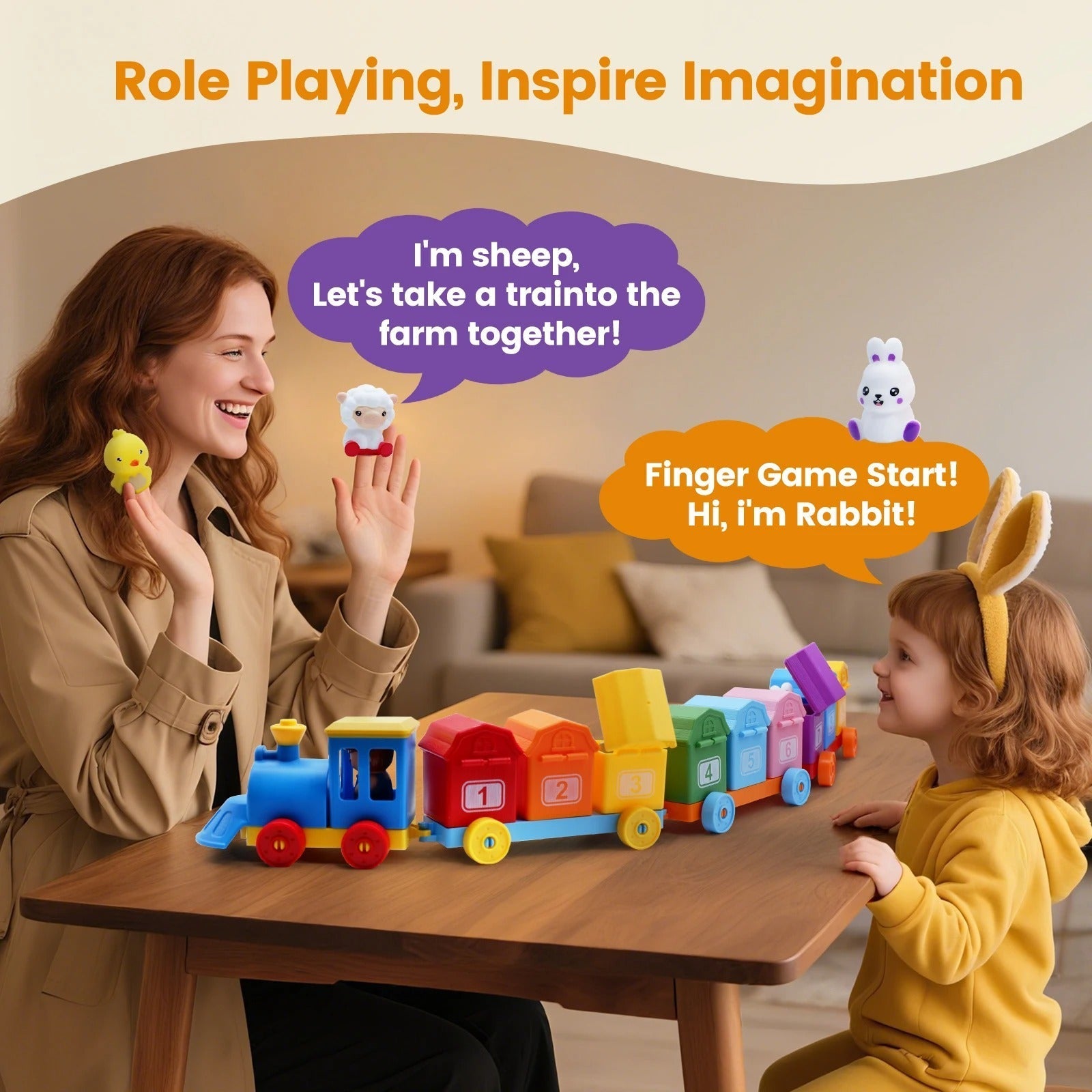 Montessori Bauernhof Lernwagen Kinderspielzeug