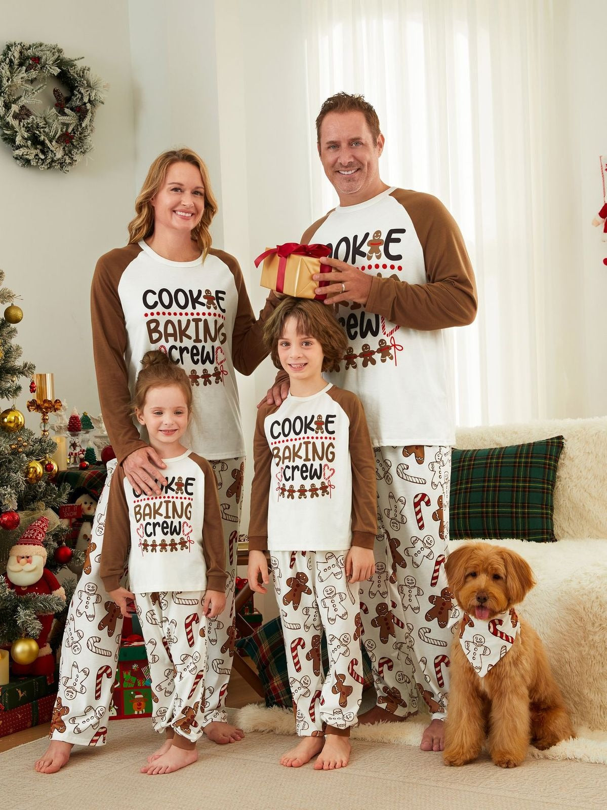 Kekse Lebkuchen Muster Passende Familie Weihnachten Pyjamas - Hund Pyjamas Inklusive