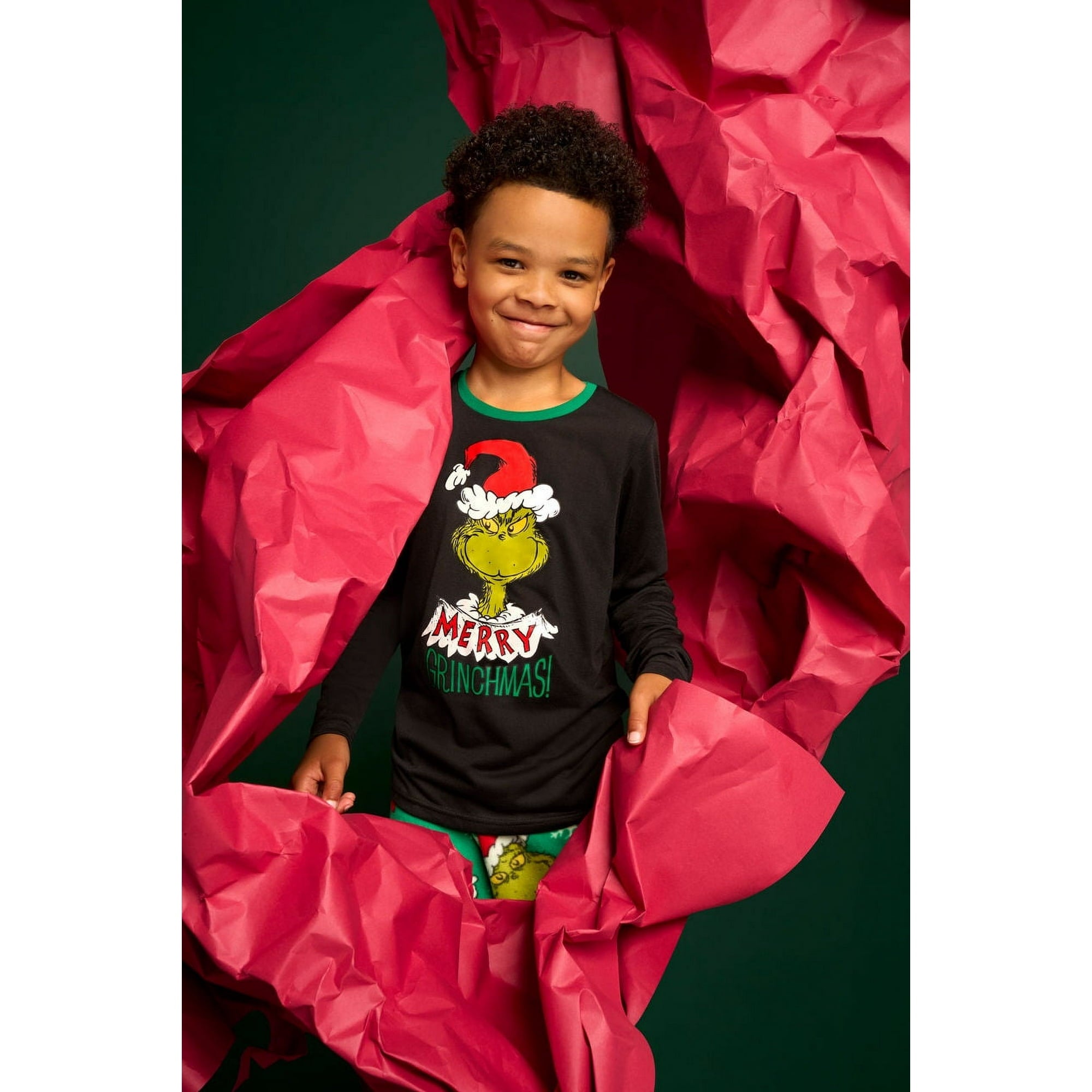 Schwarze und grüne Grinch passende Familien-Weihnachtspyjamas