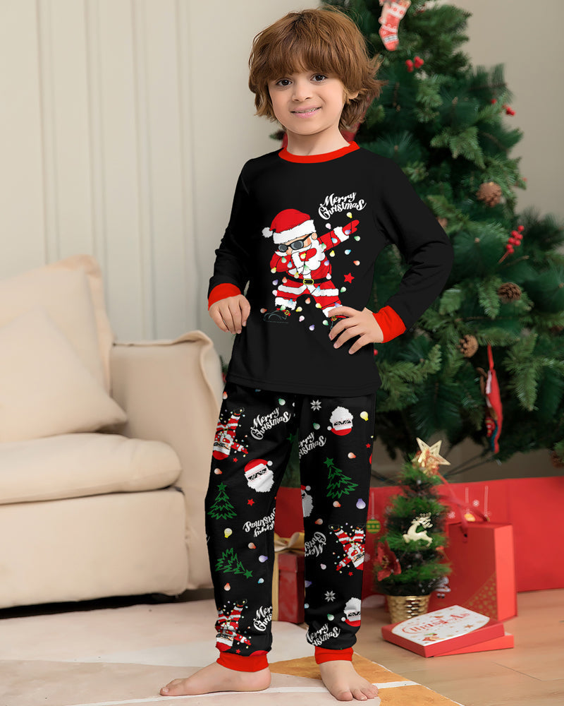 ClausJams | Eltern-Kind Pyjama Set mit Santa Claus Lampen Druck