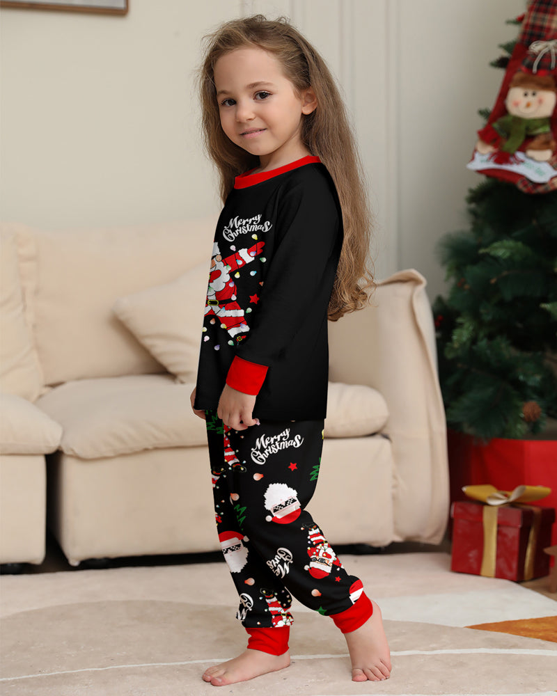 ClausJams | Eltern-Kind Pyjama Set mit Santa Claus Lampen Druck