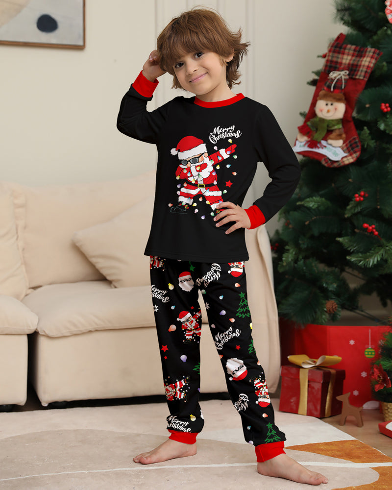 ClausJams | Eltern-Kind Pyjama Set mit Santa Claus Lampen Druck