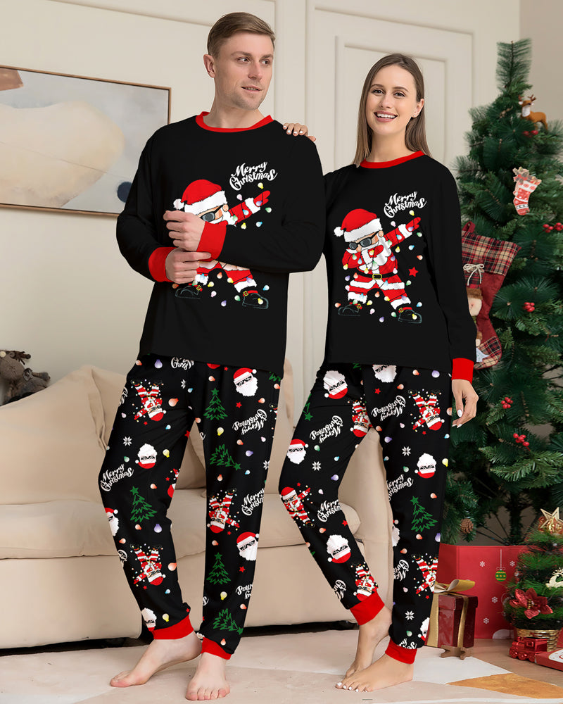 ClausJams | Eltern-Kind Pyjama Set mit Santa Claus Lampen Druck