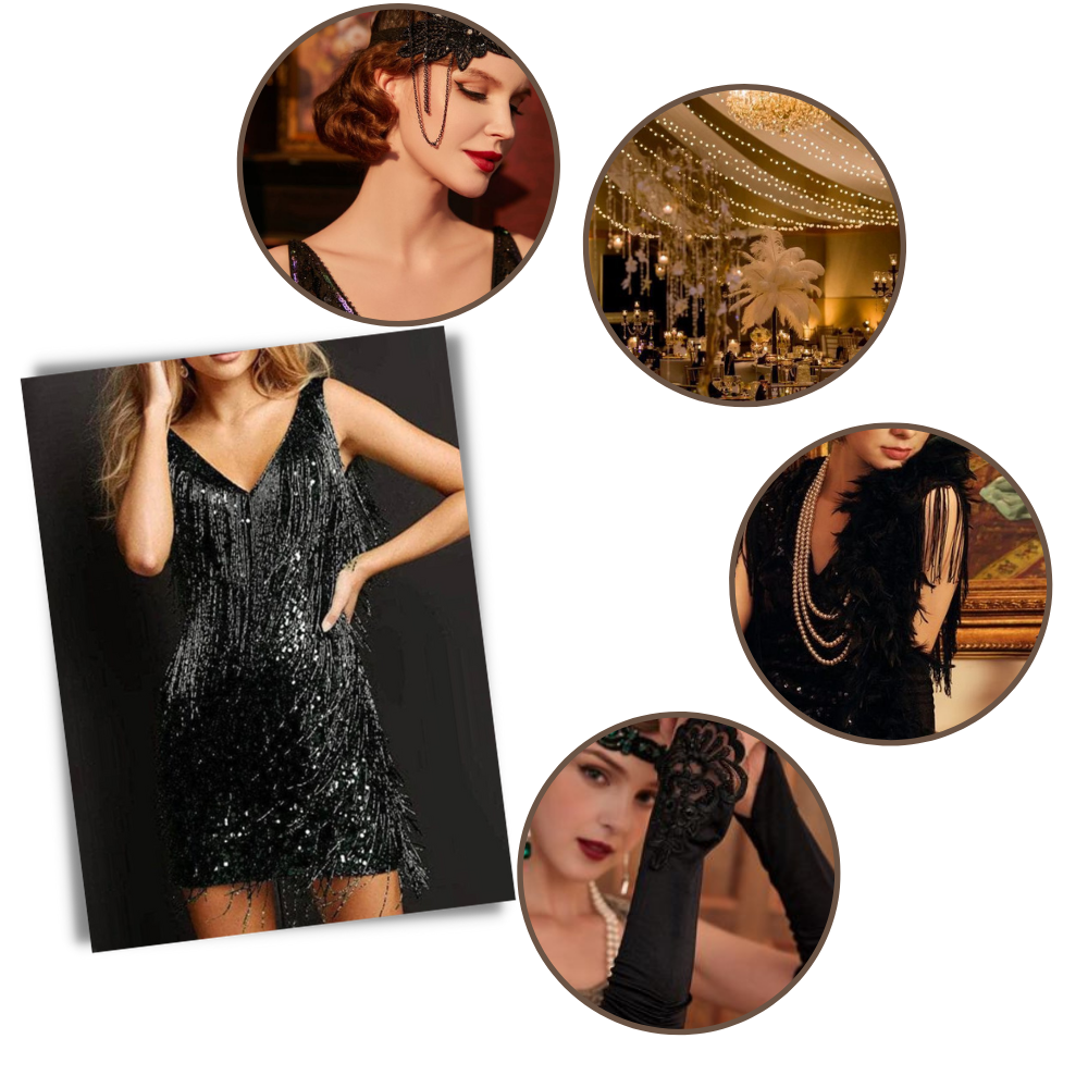 Pailletten V-Ausschnitt Slip Dress