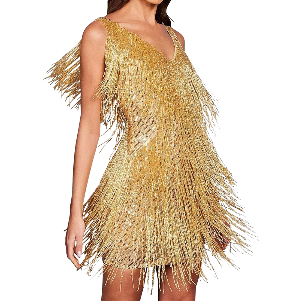 Pailletten V-Ausschnitt Slip Dress