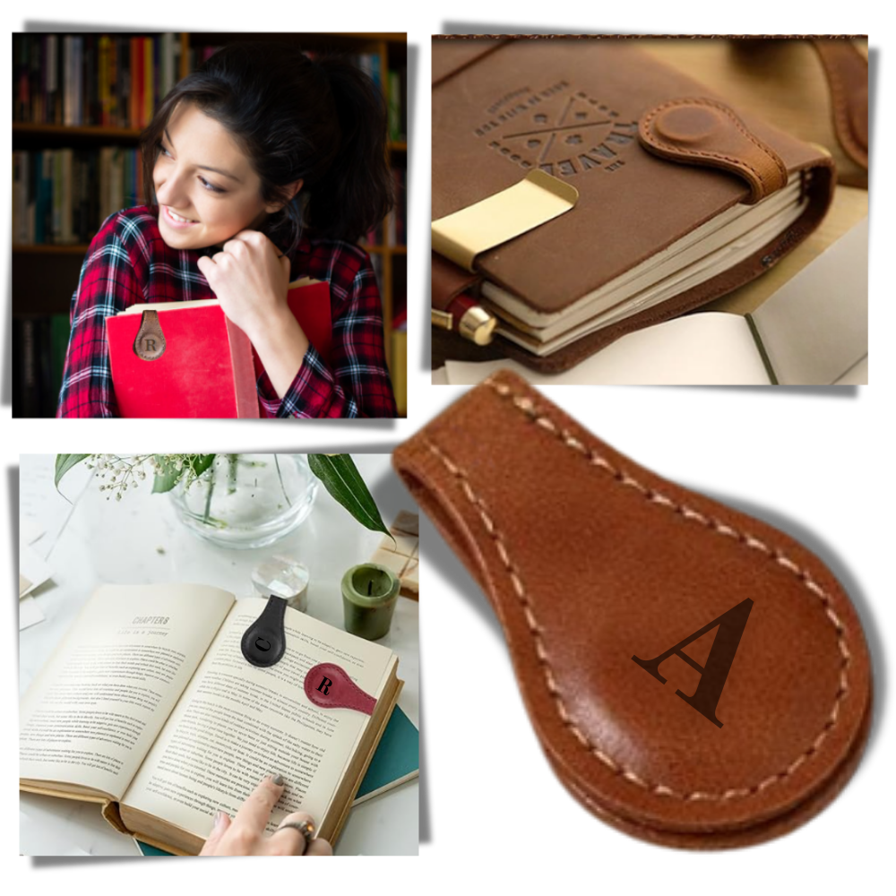 Eleganter personalisierter magnetischer Lesezeichen aus Leder