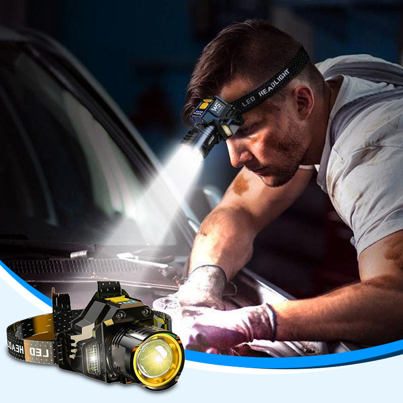 LuxeLight Wasserdichte Wiederaufladbare Stirnlampe | Perfekte Beleuchtung für Outdoor-Abenteuer und freihändige Nutzung