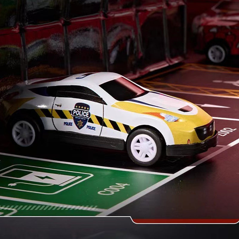 MiniGarage | 48 Mini Retro Autos mit Integrierter Garage für Kinder