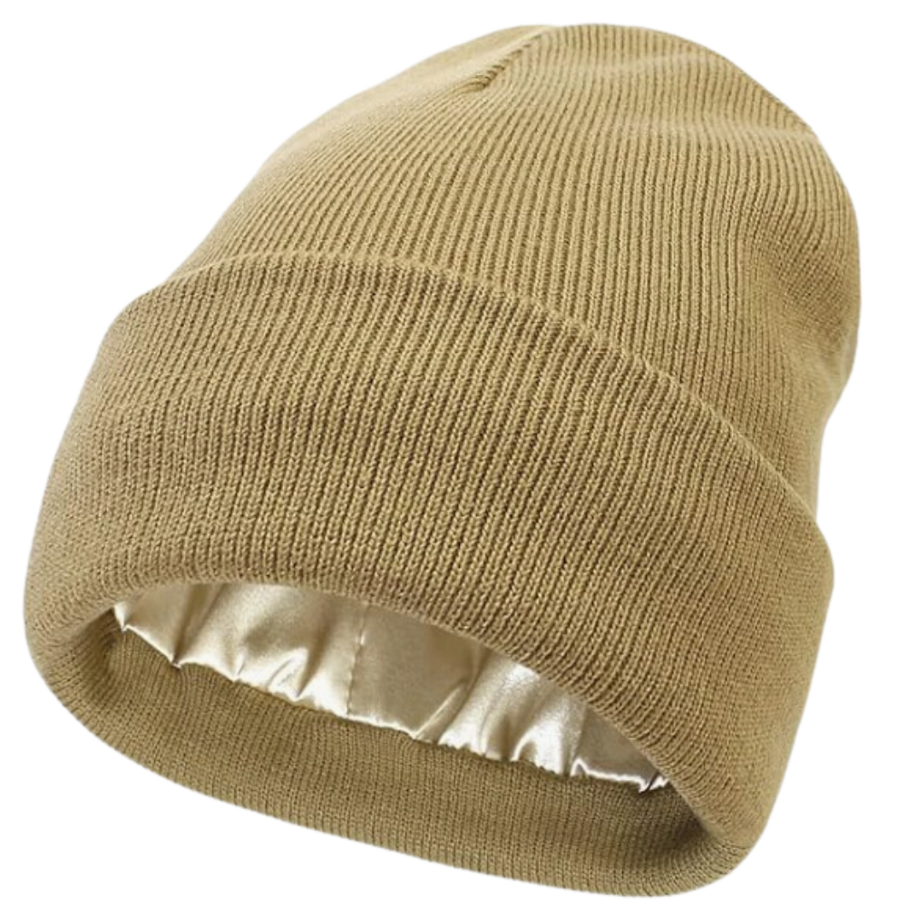 Warme Strickmütze mit Satinfutter