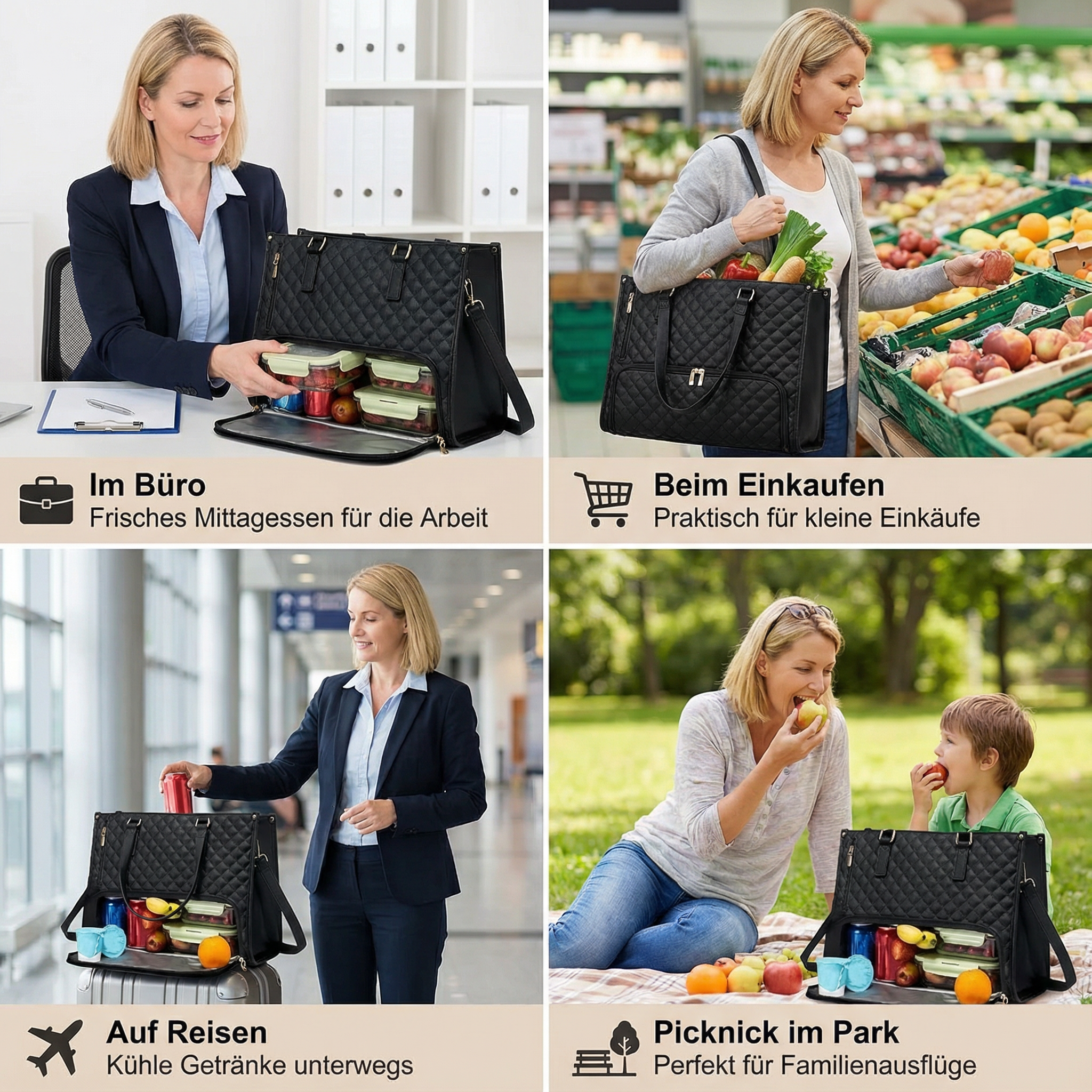 Multifunktionale Damenhandtasche mit Kühlfach