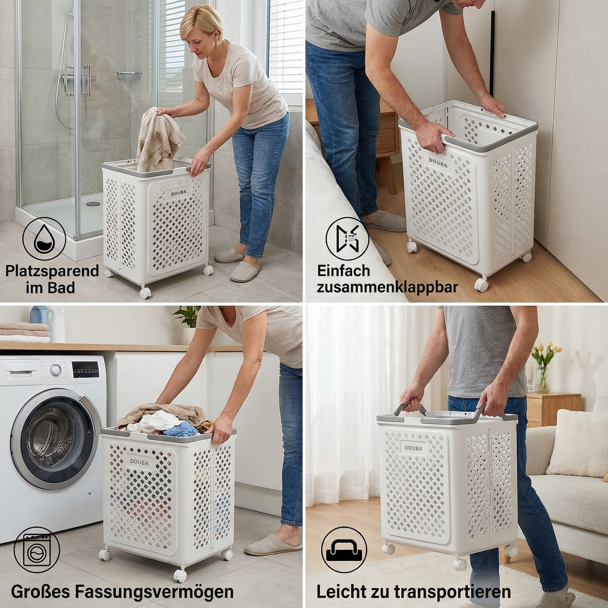 Faltbarer Wäschekorb Mit Rädern Für Einfachen Gebrauch