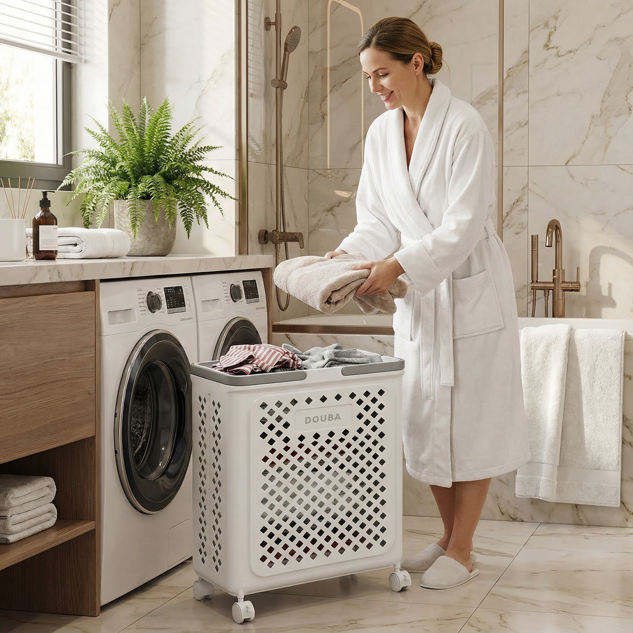 Faltbarer Wäschekorb Mit Rädern Für Einfachen Gebrauch