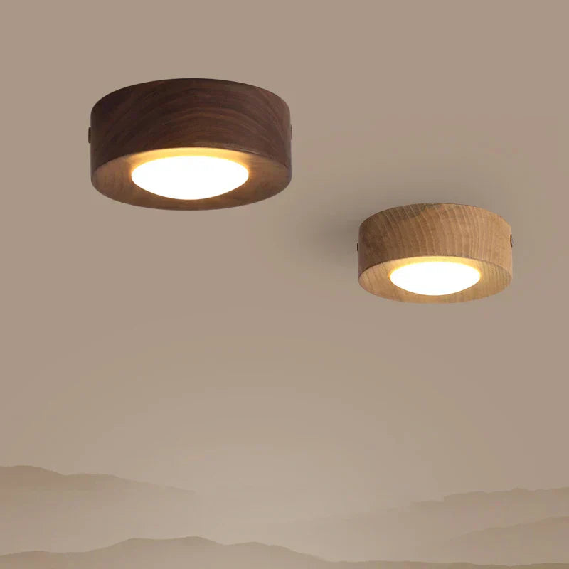 WoodenGlow - Walnuss Deckenlampe mit LED Spot
